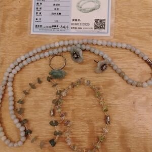 Elegant Jade Beaded Necklace and Earring Set